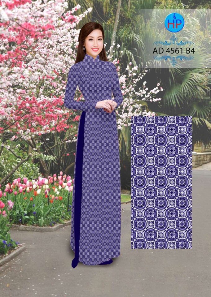 Vải áo dài hoa văn nguyên áo AD 4561 - Ảnh 8