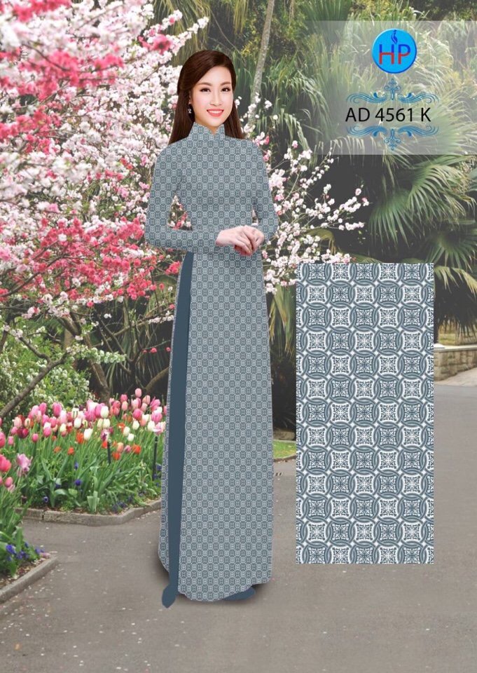 Vải áo dài hoa văn nguyên áo AD 4561 - Ảnh 2