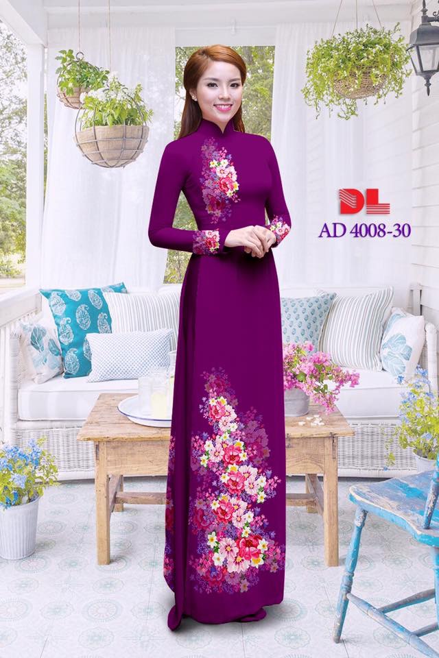 Vải áo dài hoa trên dưới DLAD4008 - Ảnh 4
