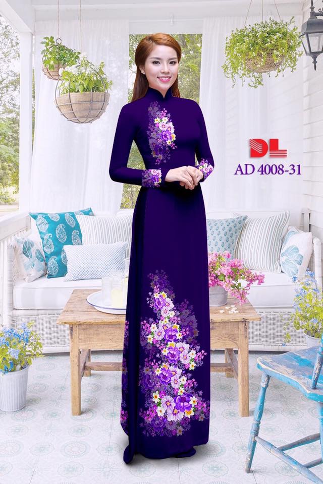 Vải áo dài hoa trên dưới DLAD4008 - Ảnh 3