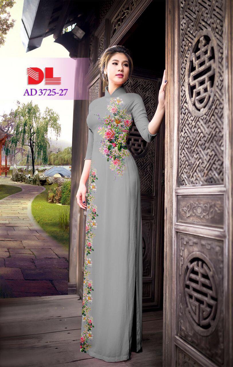 Vải áo dài hoa hồng DLAD-3725 - Ảnh 2