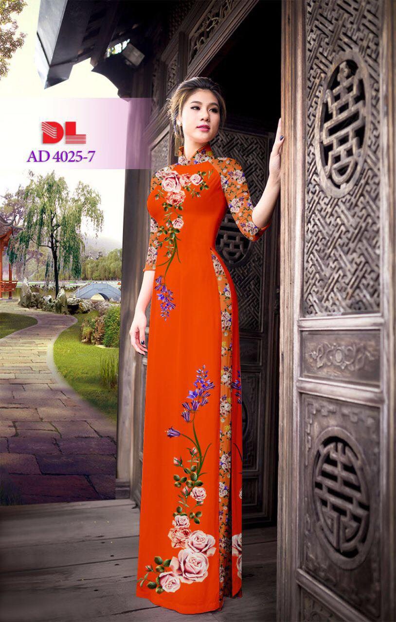Vải áo dài hoa trên dưới DLAD-4025 - Ảnh 4