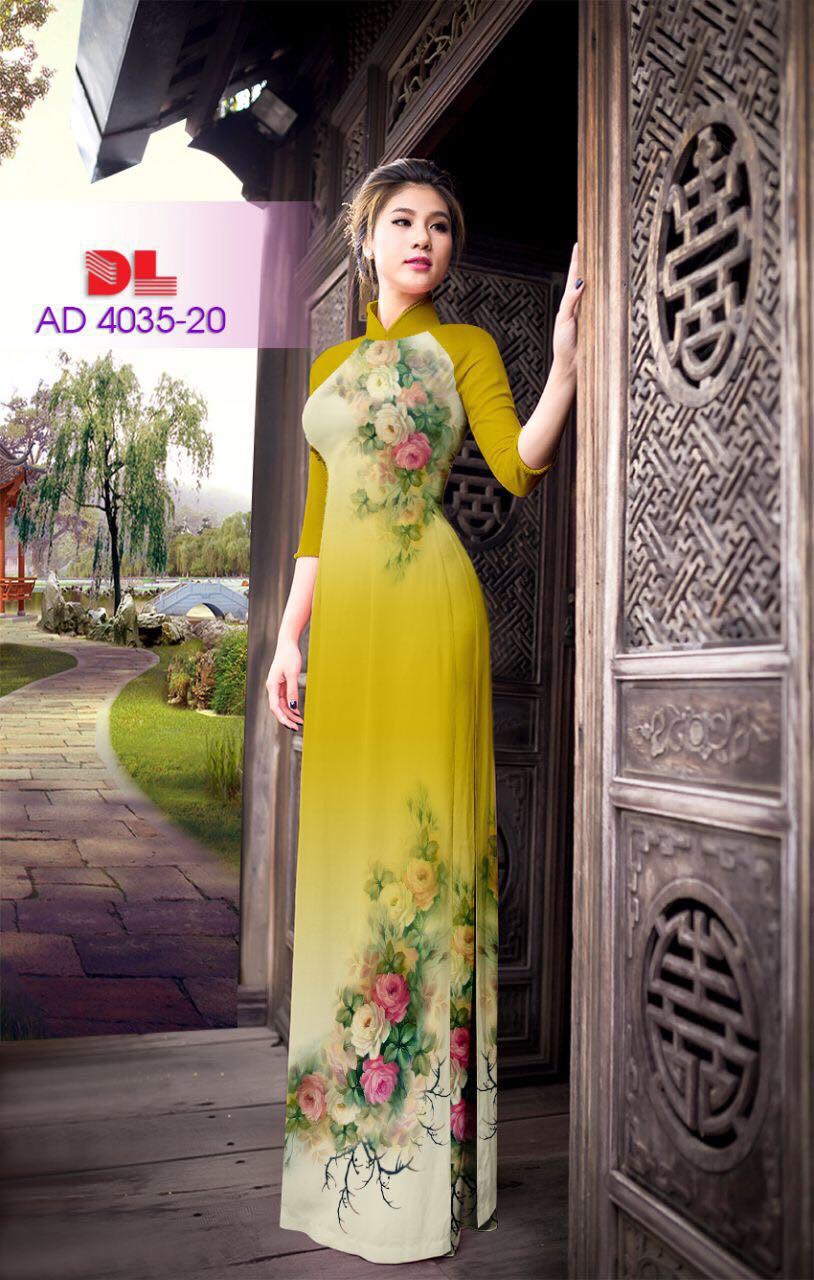 Vải áo dài hoa trên dưới DLAD-4035 - Ảnh 11