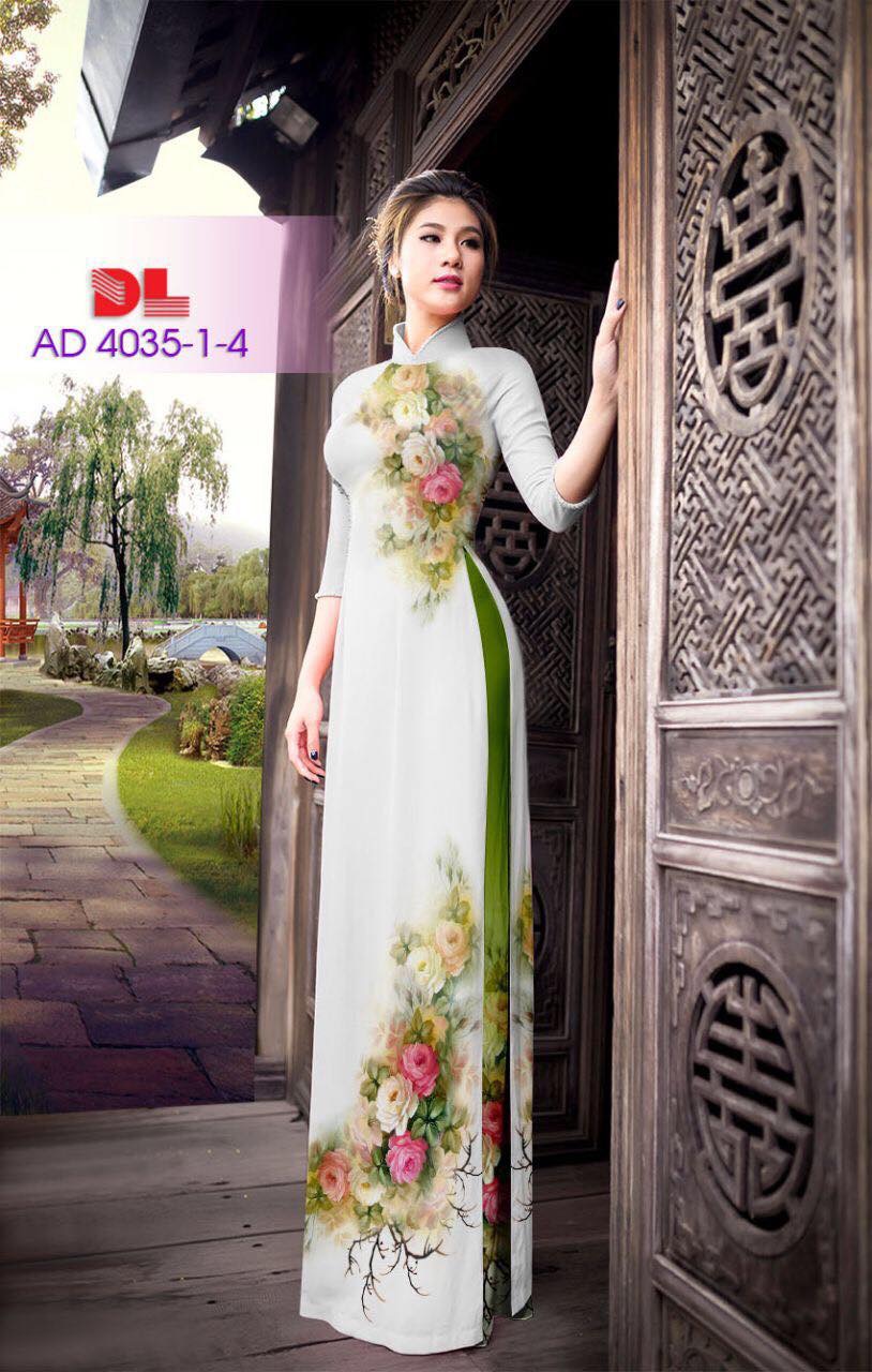 Vải áo dài hoa trên dưới DLAD-4035 - Ảnh 7