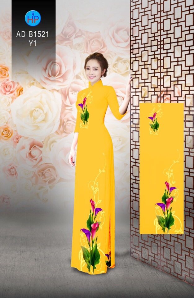 Vải áo dài hoa loa kèn AD B1521 - Ảnh 4