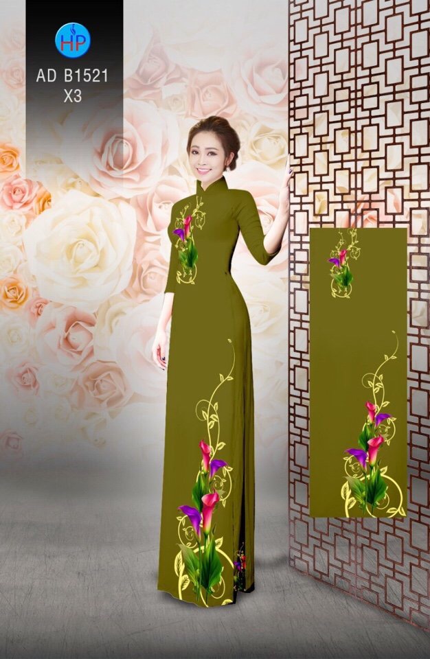 Vải áo dài hoa loa kèn AD B1521 - Ảnh 2