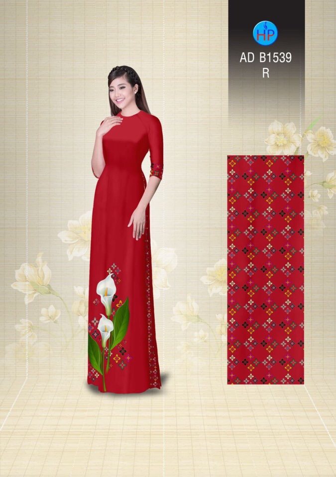 Vải áo dài hoa loa kèn AD B1539 - Ảnh 15