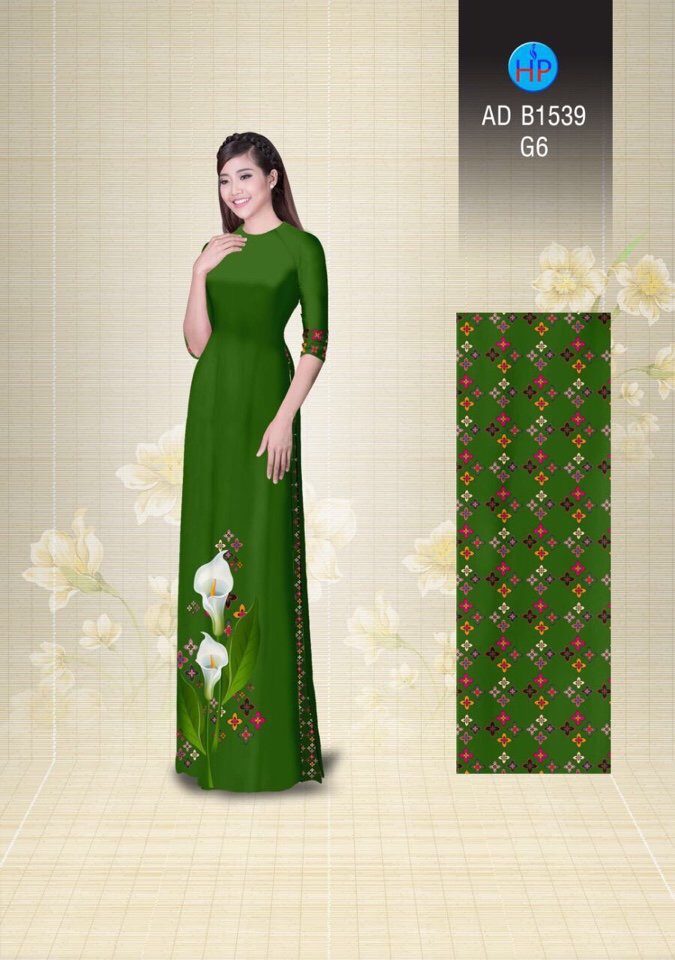 Vải áo dài hoa loa kèn AD B1539 - Ảnh 14