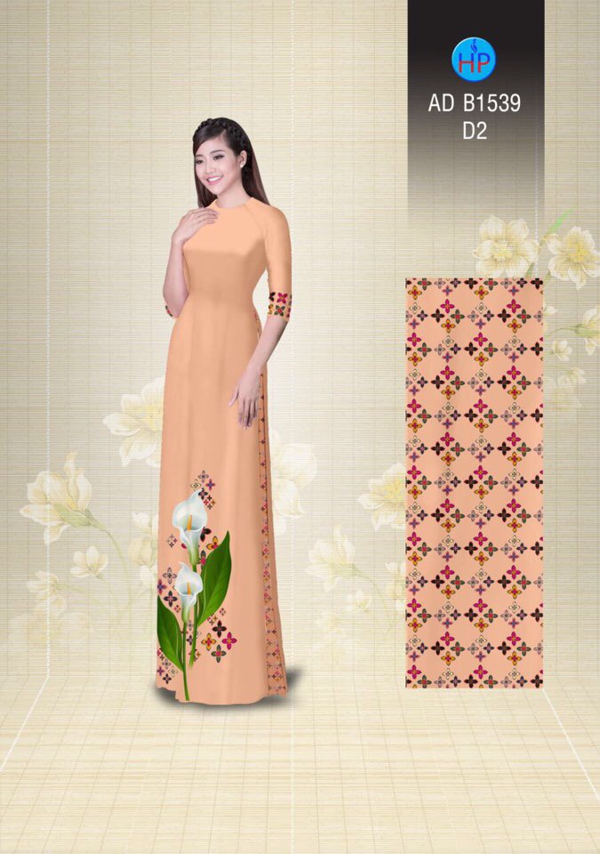 Vải áo dài hoa loa kèn AD B1539