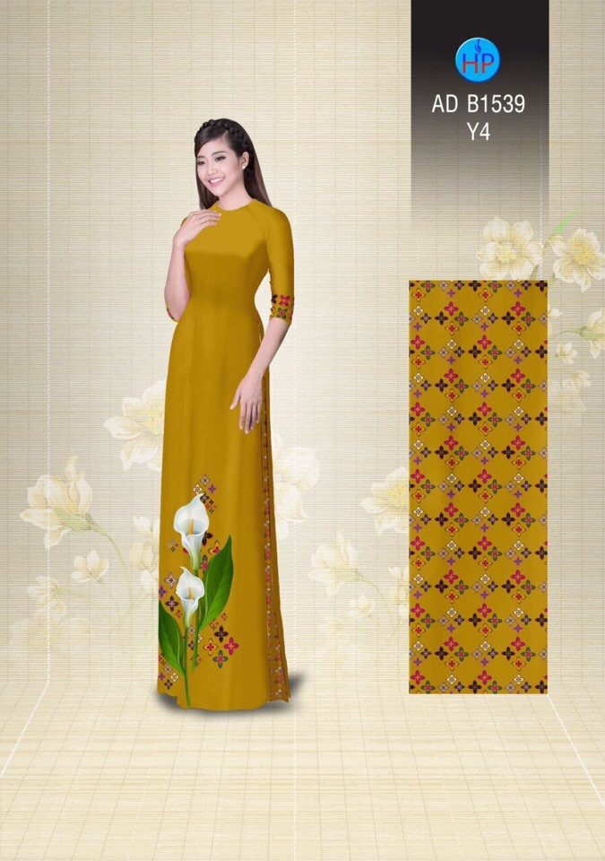 Vải áo dài hoa loa kèn AD B1539 - Ảnh 6