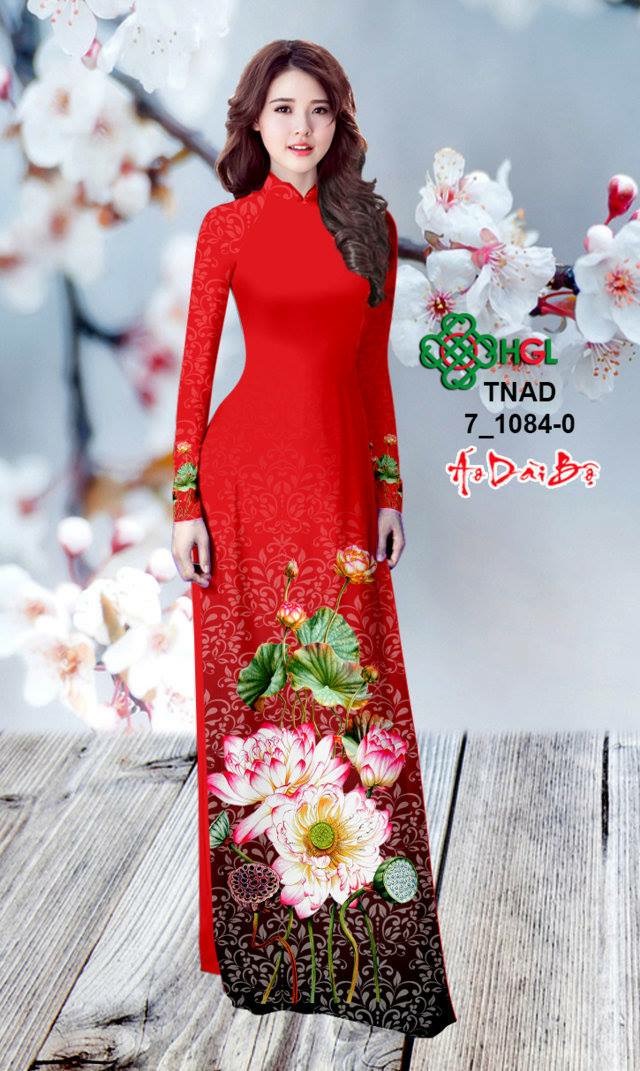 Vải áo dài hoa sen TNAD 7-1084