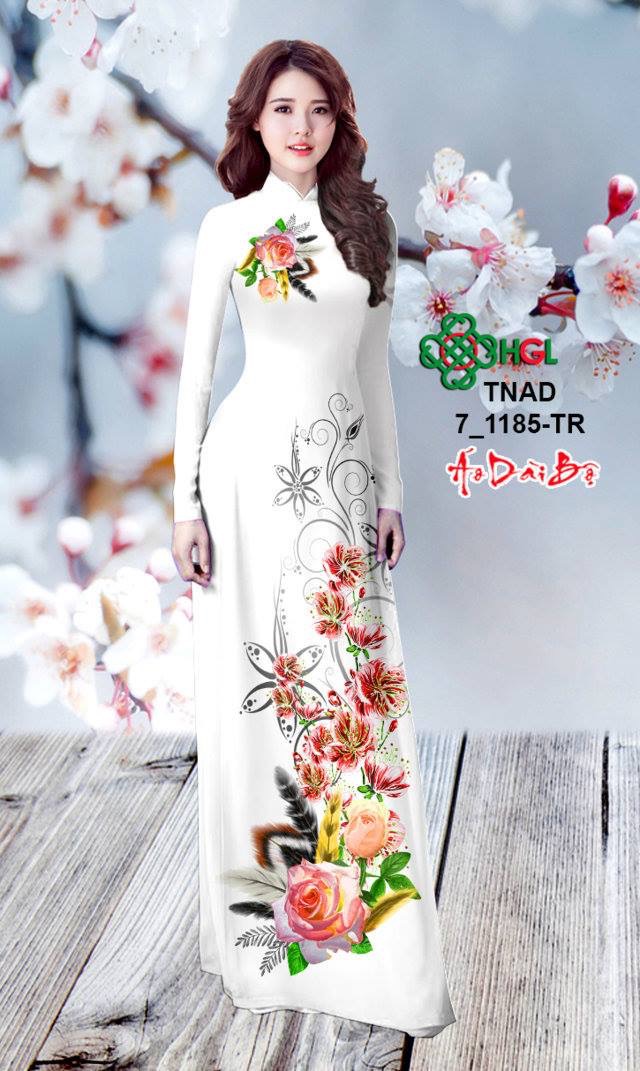 Vải áo dài hoa hồng TNAD 7-1185 - Ảnh 4