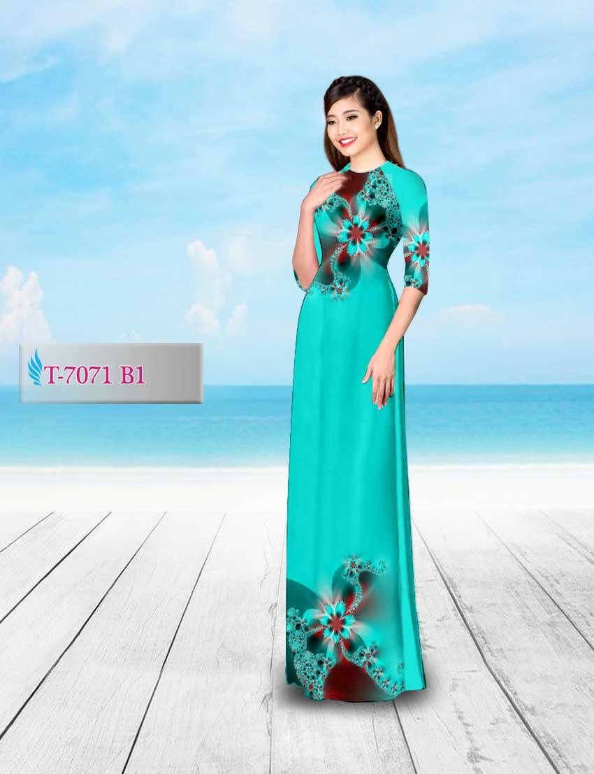 Vải áo dài hoa ảo 3D T-7071 - Ảnh 5