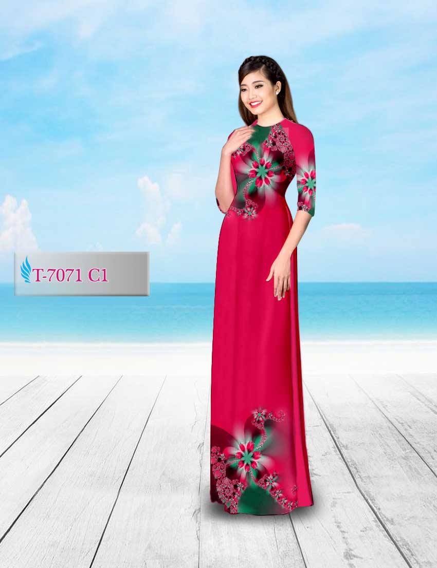 Vải áo dài hoa ảo 3D T-7071 - Ảnh 4