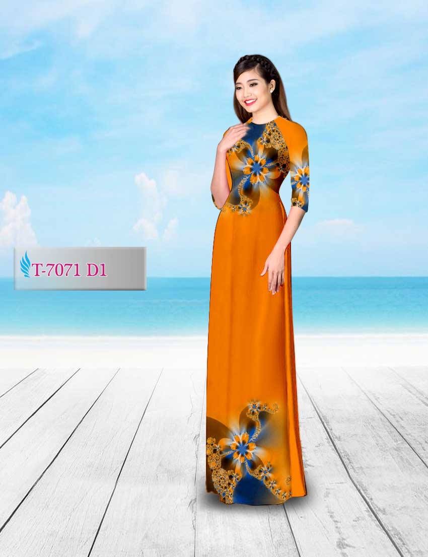 Vải áo dài hoa ảo 3D T-7071 - Ảnh 3
