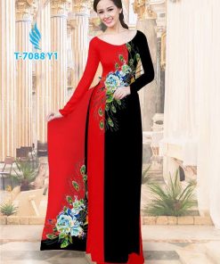 Vải áo dài hoa 3D T-7088