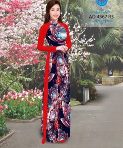 Vải áo dài hoa 3D AD 4567