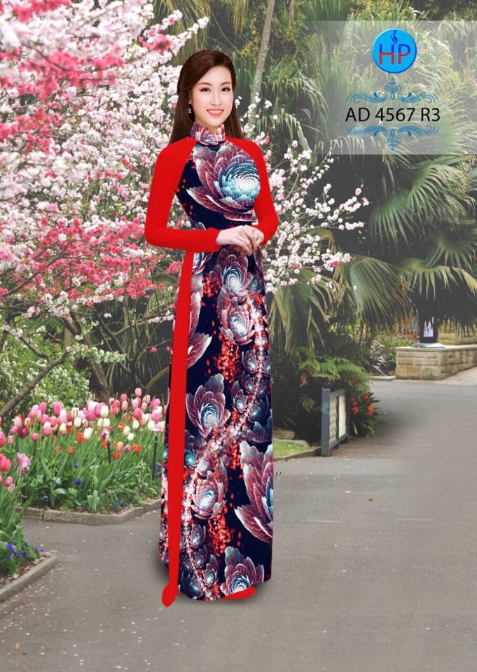 Vải áo dài hoa 3D AD 4567