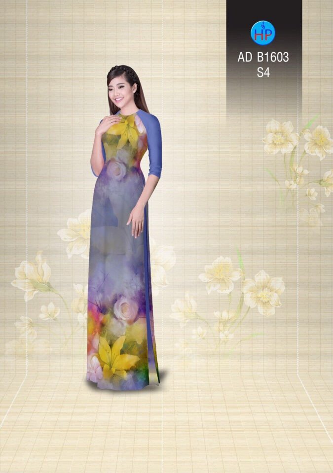 Vải áo dài hoa nguyên áo AD B1603 - Ảnh 10