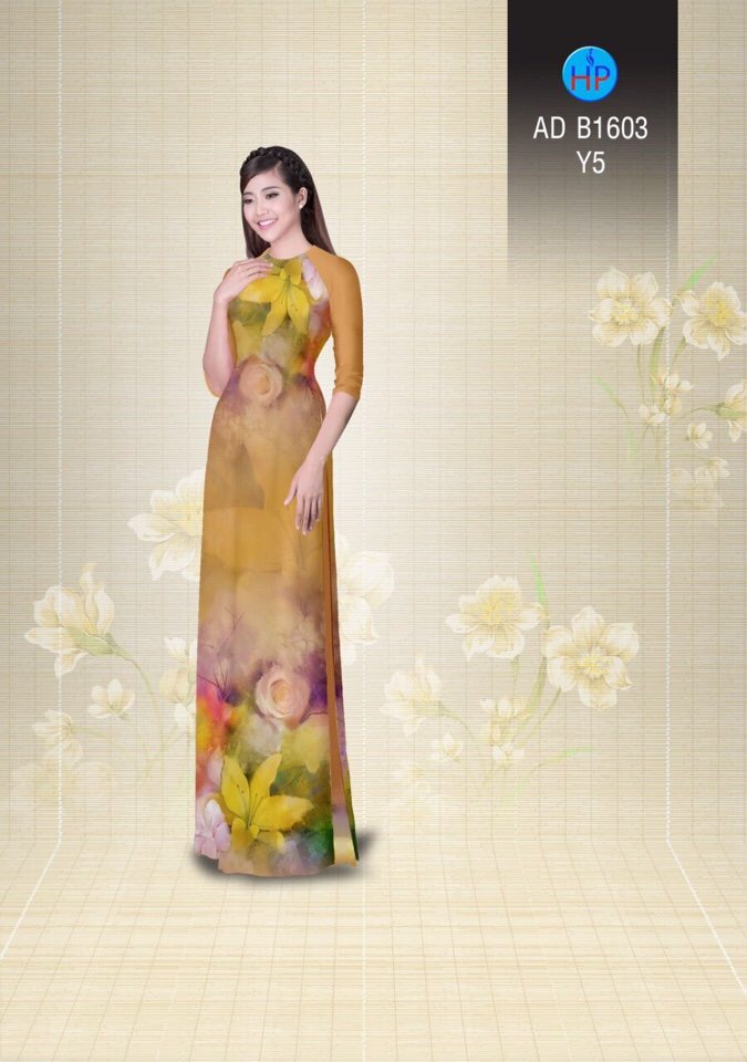 Vải áo dài hoa nguyên áo AD B1603 - Ảnh 4