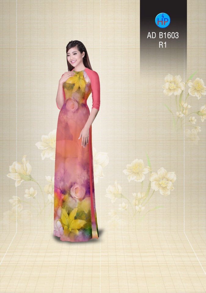 Vải áo dài hoa nguyên áo AD B1603 - Ảnh 2