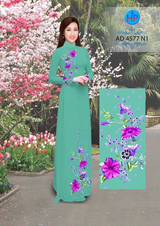 Vải áo dài hoa trên dưới AD 4577 - Ảnh 13