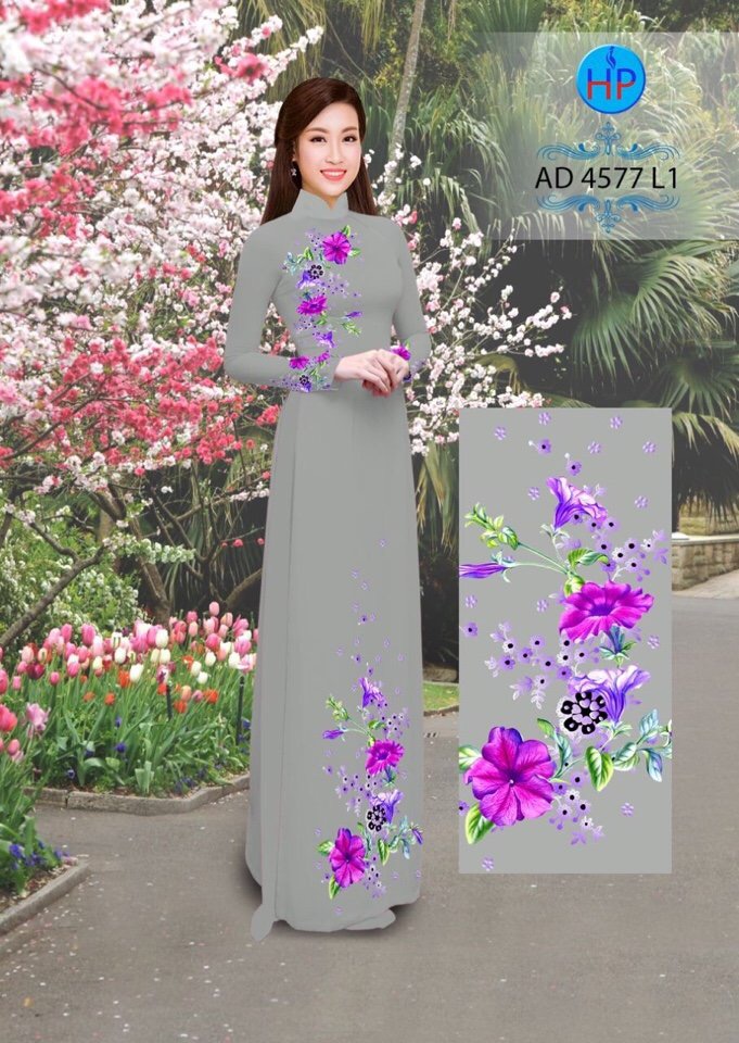 Vải áo dài hoa trên dưới AD 4577 - Ảnh 12