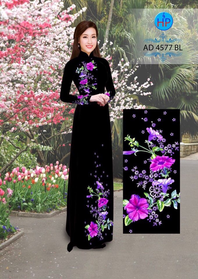 Vải áo dài hoa trên dưới AD 4577