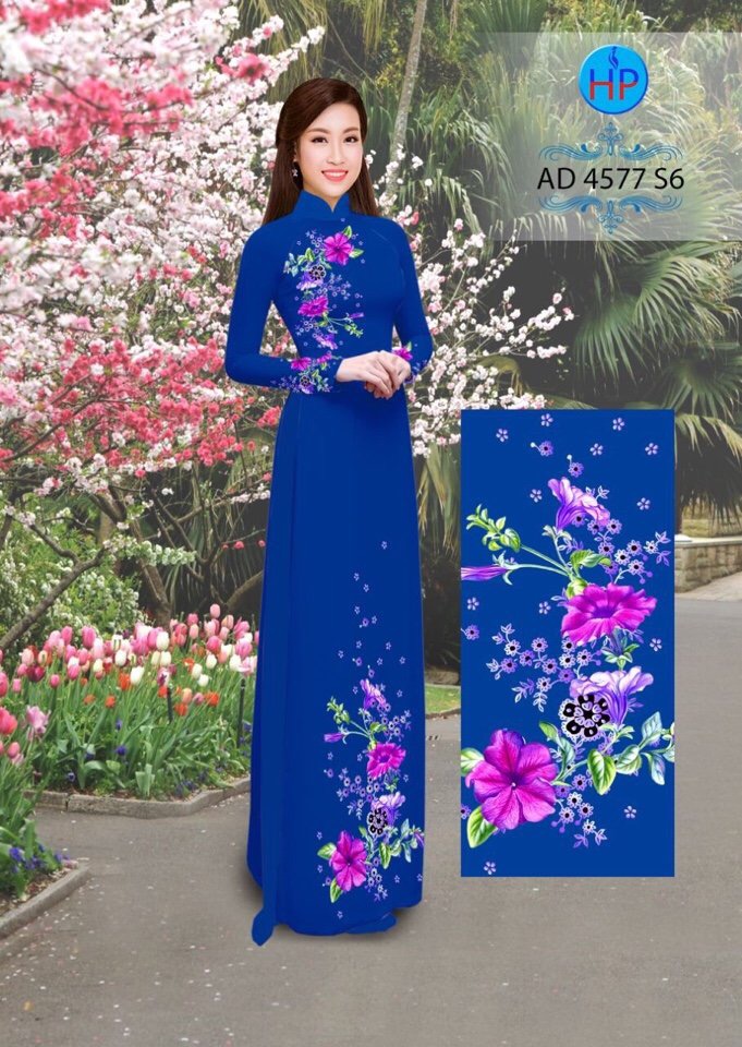 Vải áo dài hoa trên dưới AD 4577 - Ảnh 9
