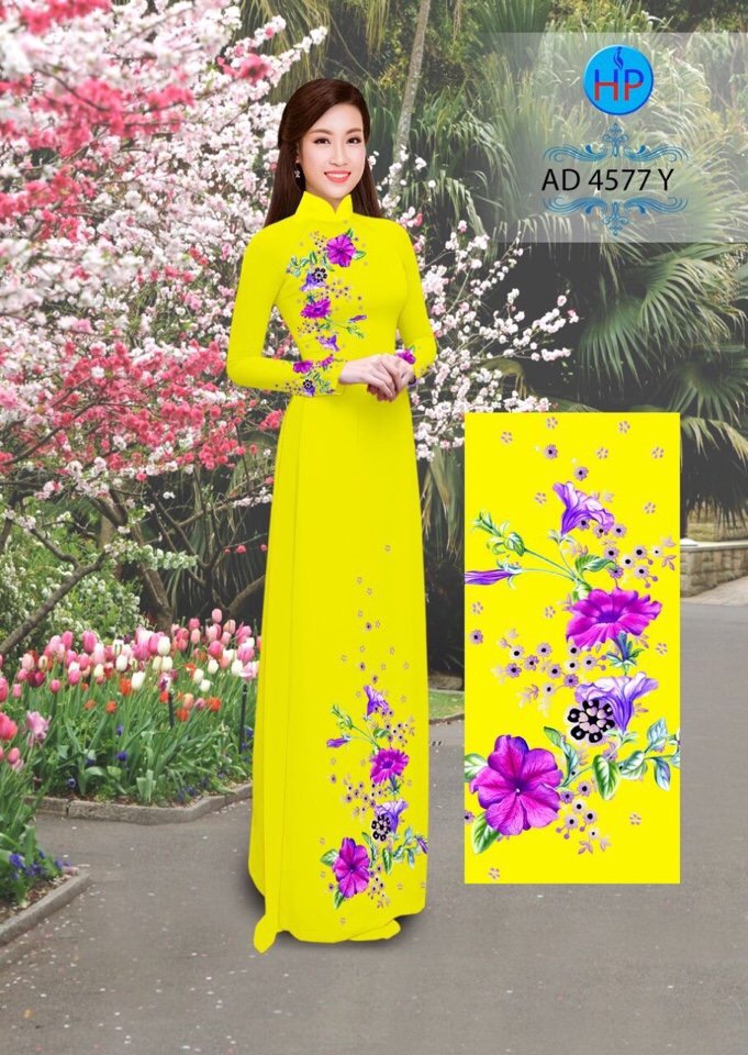 Vải áo dài hoa trên dưới AD 4577 - Ảnh 8