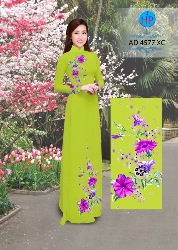 Vải áo dài hoa trên dưới AD 4577 - Ảnh 7