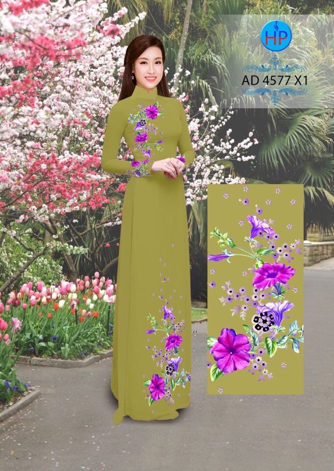 Vải áo dài hoa trên dưới AD 4577 - Ảnh 6