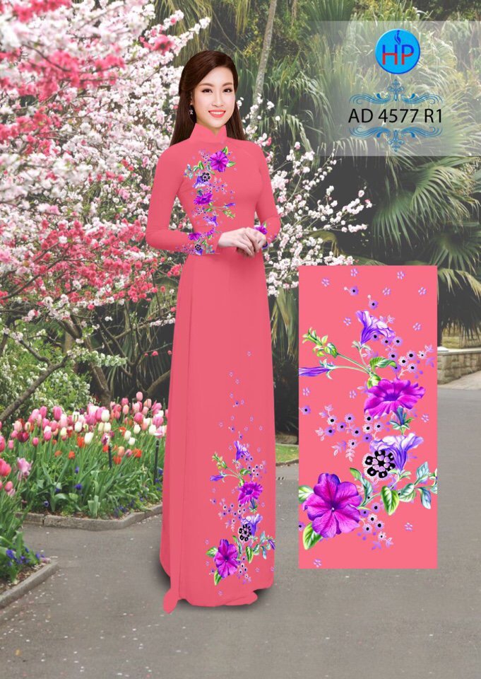 Vải áo dài hoa trên dưới AD 4577 - Ảnh 5