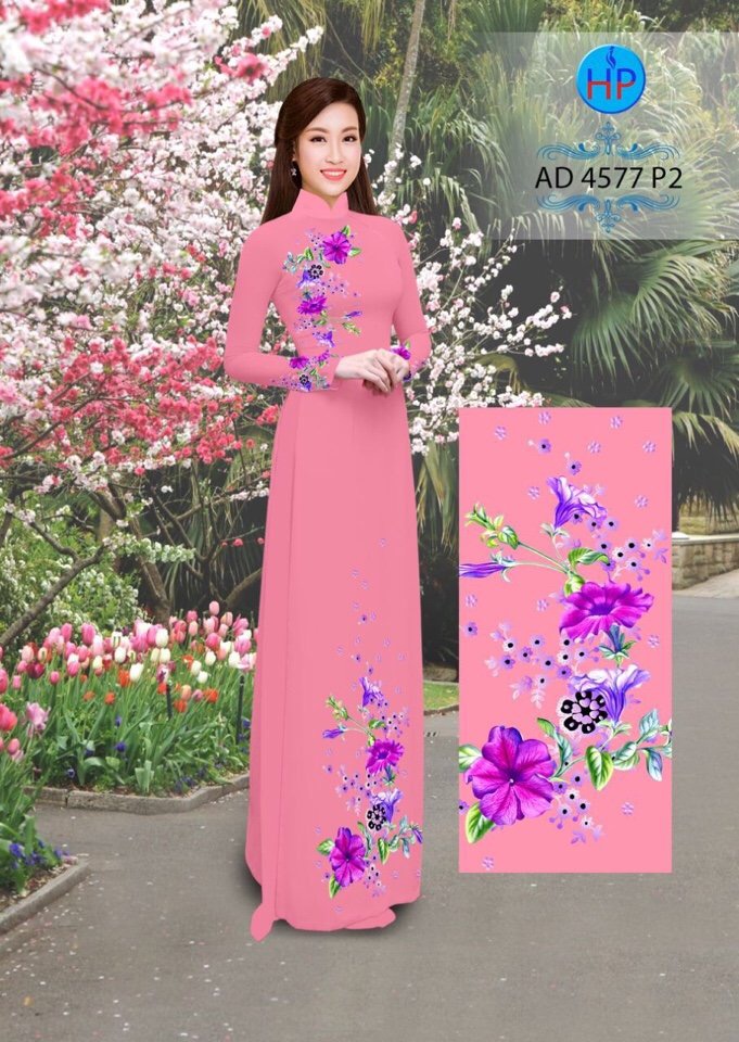 Vải áo dài hoa trên dưới AD 4577 - Ảnh 4