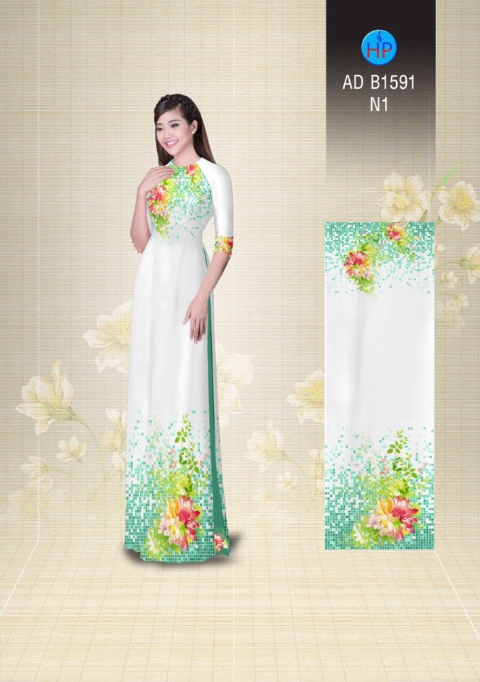 Vải áo dài hoa trên dưới AD B1591 - Ảnh 15