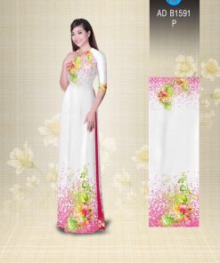 Vải áo dài hoa trên dưới AD B1591