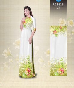 Alternative view of Vải áo dài hoa trên dưới AD B1591