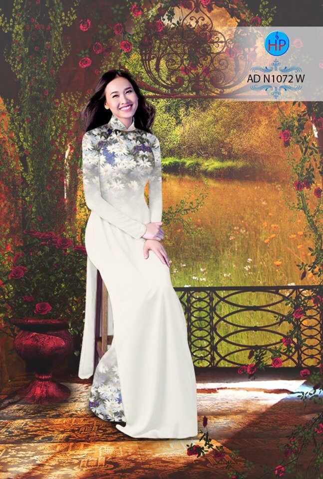 Vải áo dài hoa cúc AD N1072 - Ảnh 4