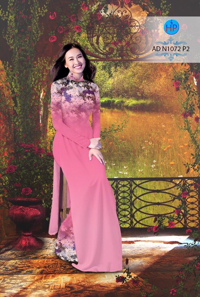 Vải áo dài hoa cúc AD N1072 - Ảnh 2