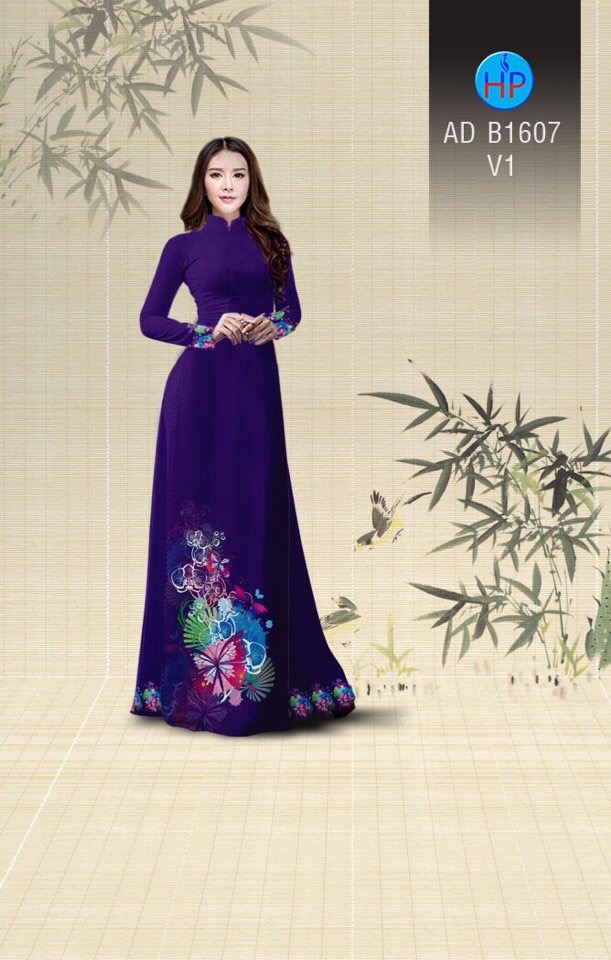 Vải áo dài hoa và bướm AD B1607 - Ảnh 8