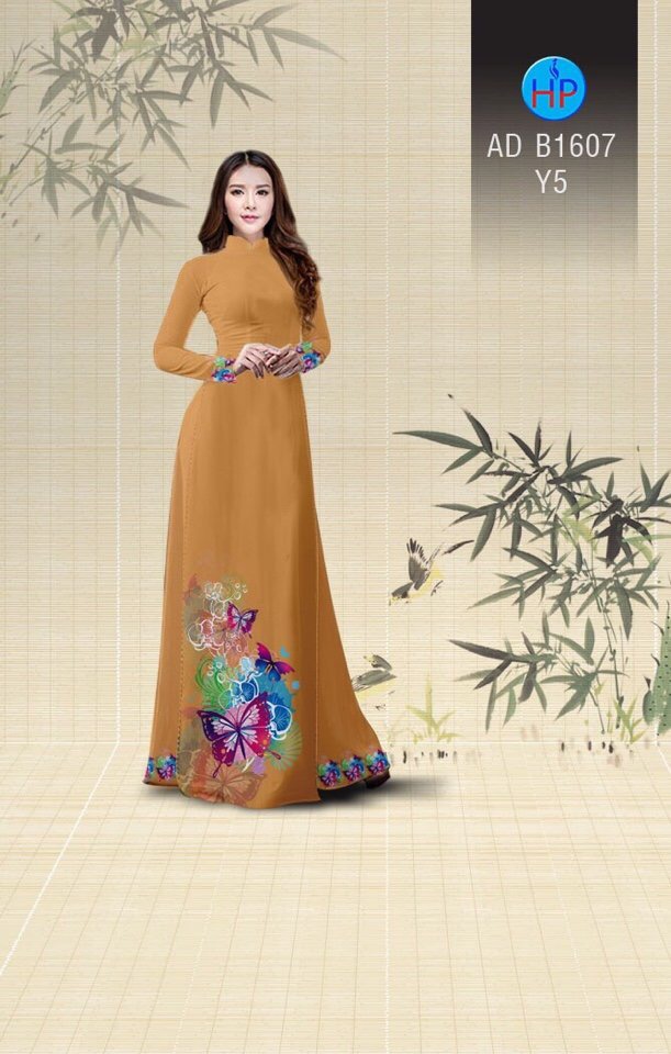 Vải áo dài hoa và bướm AD B1607 - Ảnh 4