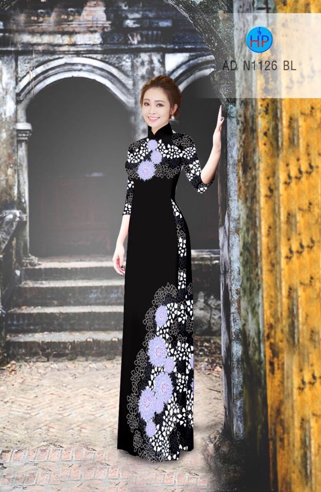 Vải áo dài hoa trên dưới AD N1126