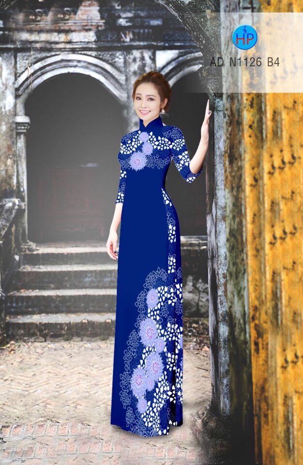 Vải áo dài hoa trên dưới AD N1126 - Ảnh 3