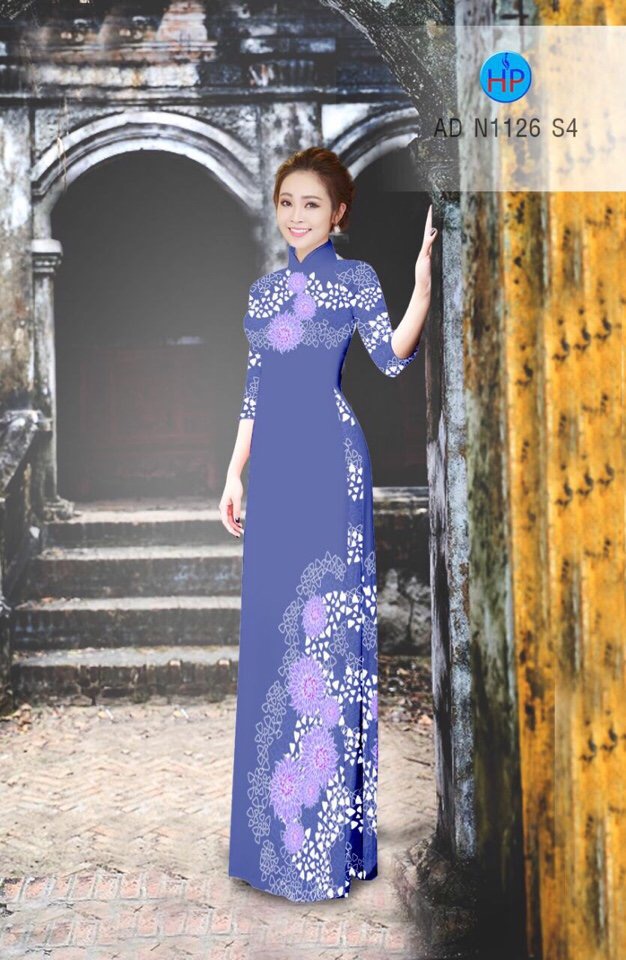 Vải áo dài hoa trên dưới AD N1126 - Ảnh 4