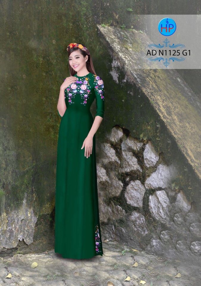 Vải áo dài hoa 3D AD N1125 - Ảnh 16