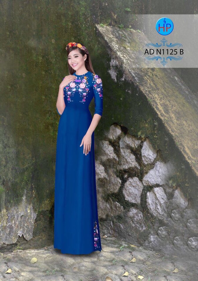 Vải áo dài hoa 3D AD N1125 - Ảnh 12