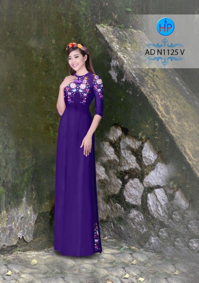 Vải áo dài hoa 3D AD N1125 - Ảnh 10
