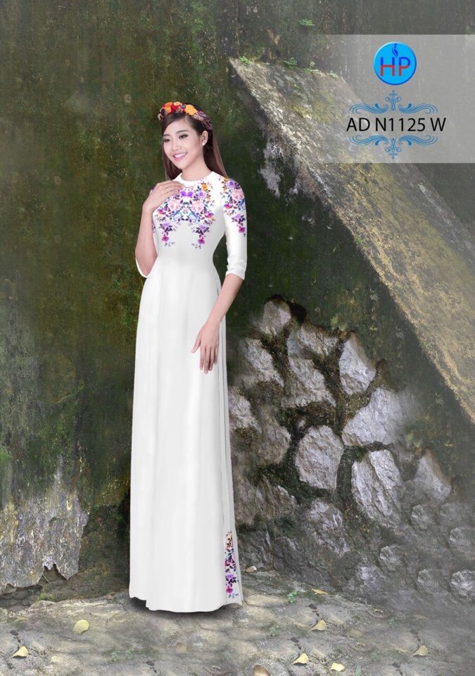 Vải áo dài hoa 3D AD N1125 - Ảnh 5