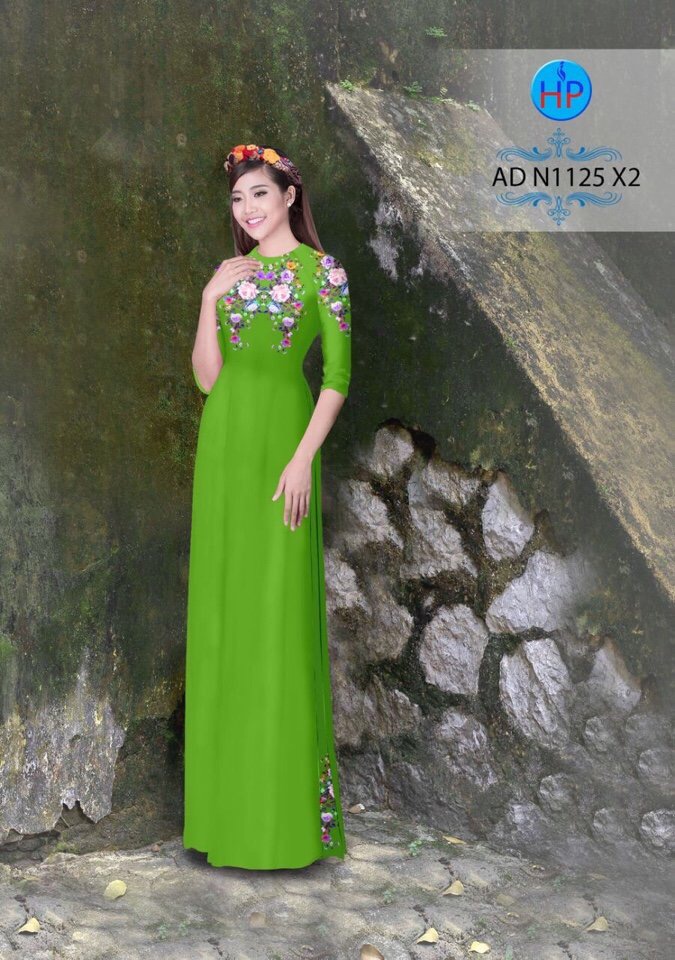 Vải áo dài hoa 3D AD N1125 - Ảnh 9