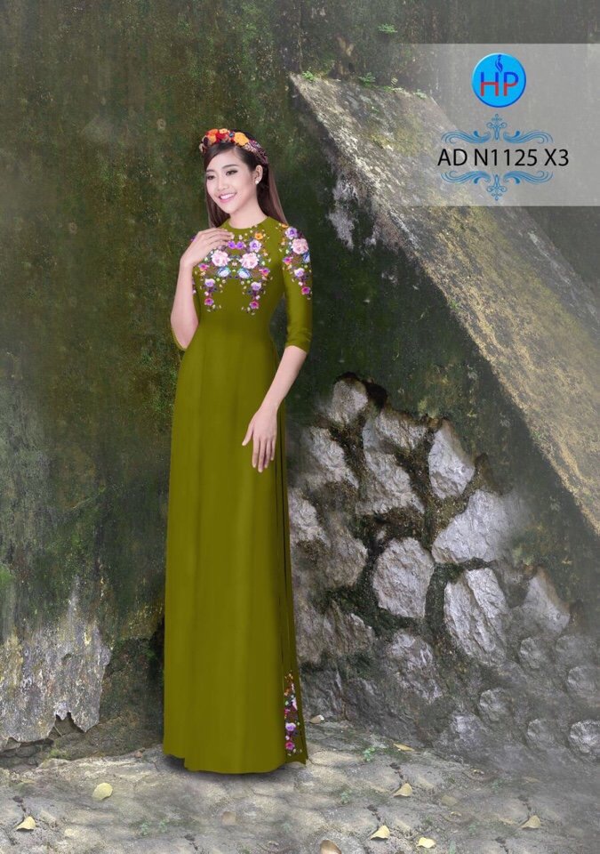Vải áo dài hoa 3D AD N1125 - Ảnh 7